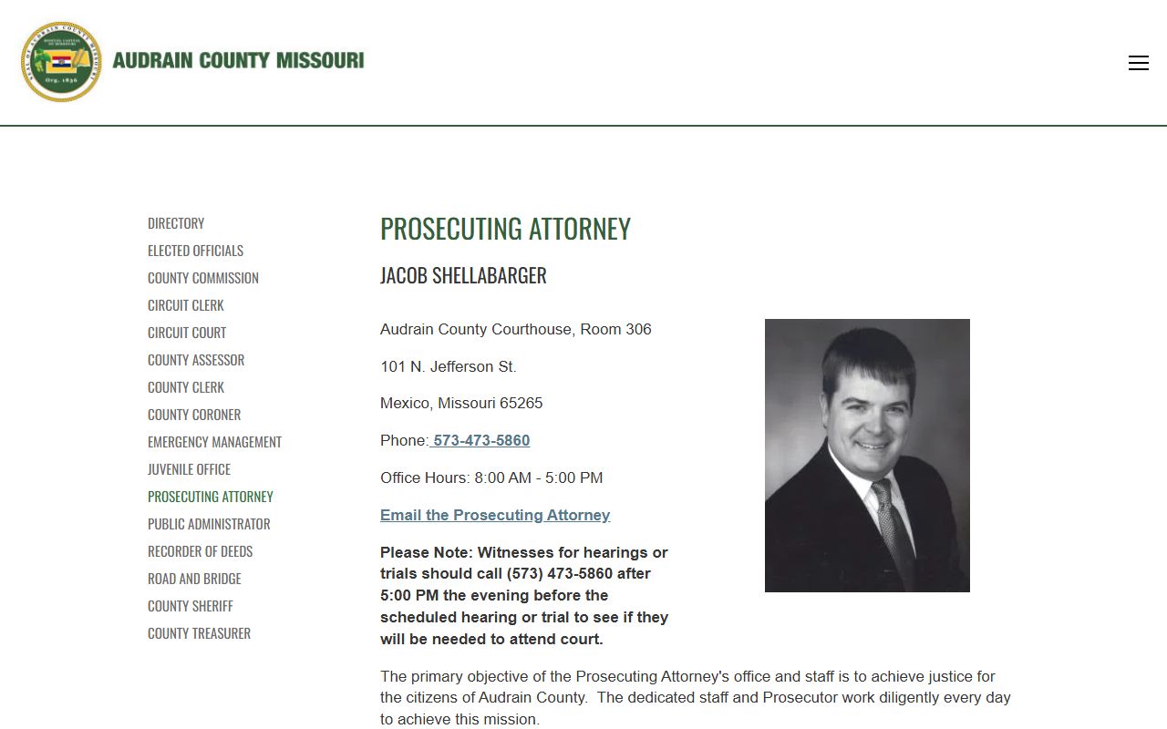 Audrain County criminal court records prosecuting attorney page