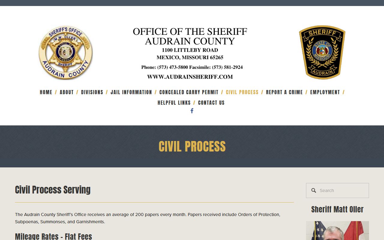 Audrain County inmate search sheriff civil process source