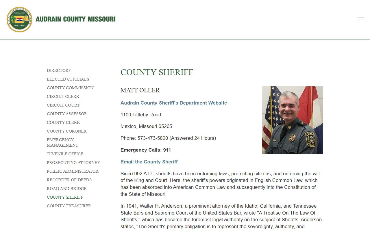 Audrain County warrant search sheriff record source